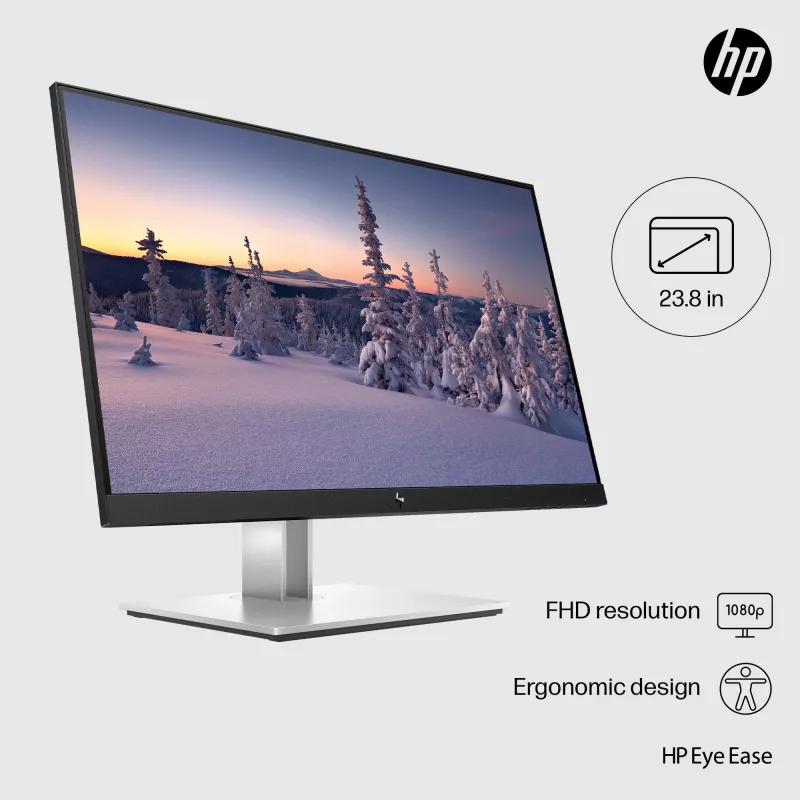 HP E-Series E24 G4 FHD Monitor, 60,5 cm (23,8 tolli), 1920 x 1080 pikslit, Full HD, LCD, 5 ms, must