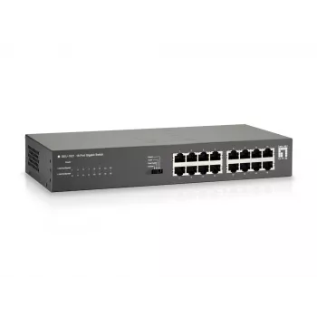 LevelOne 16-port Gigabit Switch pakub 16 RJ-45 Ethernet-porti Gigabit Etherneti toega (10/100/1000). Sellel on täisdupleks-side, MAC-aadressitabel 8000 kirjega ja lülitusvõimsus 32 Gbit/s.