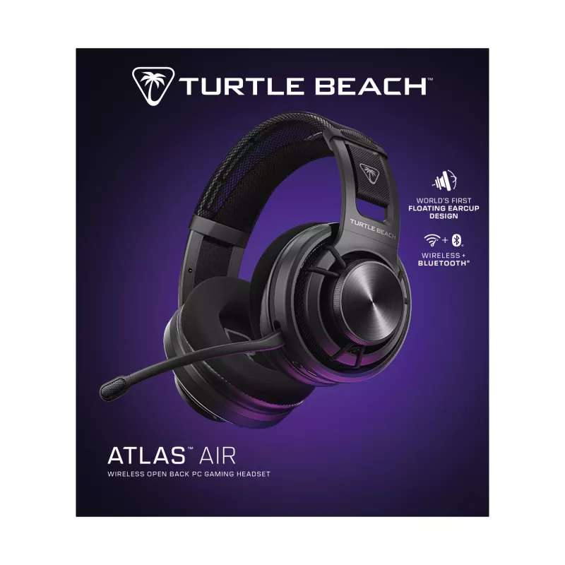 Turtle Beach Atlas Air juhtmevaba avatud seljaga personaalarvuti mängupeakomplekt 24-bitise kõrgtruudusega heli, ringhäälingu klassi mikrofon, ujuv kõrvaklapp, mäluvahtpolstrid ja Bluetooth personaalarvutile