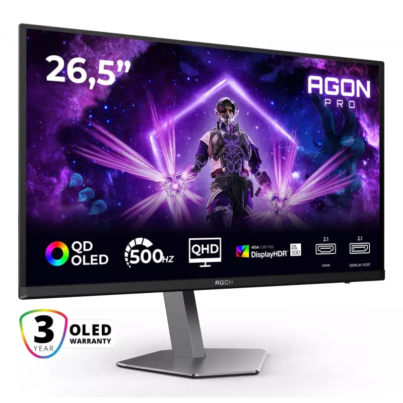 AOC AGON PRO AG276QKD2 arvutimonitor 67,3 cm (26,5 tolli) 2560 x 1440 pikslit Quad HD QD-OLED must, hall