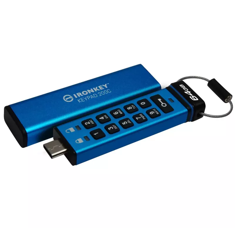 Kingston Technology IronKey 64GB USB-C klahvistikuga 200C, FIPS 140-3 tase 3 AES-256