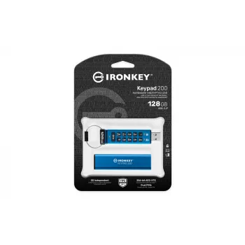 Kingston Technology IronKey 128GB Keypad 200, FIPS 140-3 Level 3, AES-256 riistvaralise krüptimisega