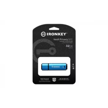 Kingston Technology IronKey 32GB USB-C Vault Privacy 50C AES-256 krüptitud, FIPS 197