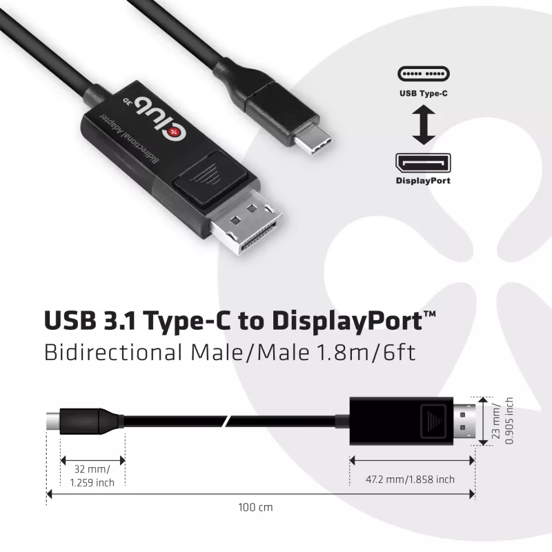 CLUB3D USB USB-C kaabel DP 1.4 8K60Hz M/M 1,8m