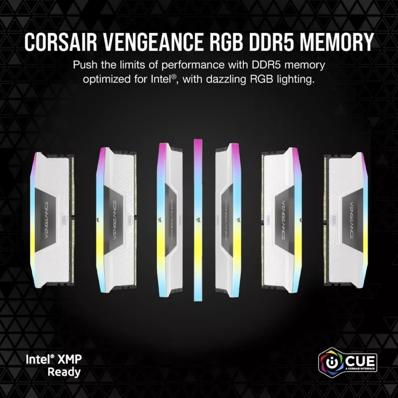 CORSAIR Memory 64GB DDR5 (2x32gb) Dram 5200mt/s CL40 Memory Kit Vengeance RGB Valge