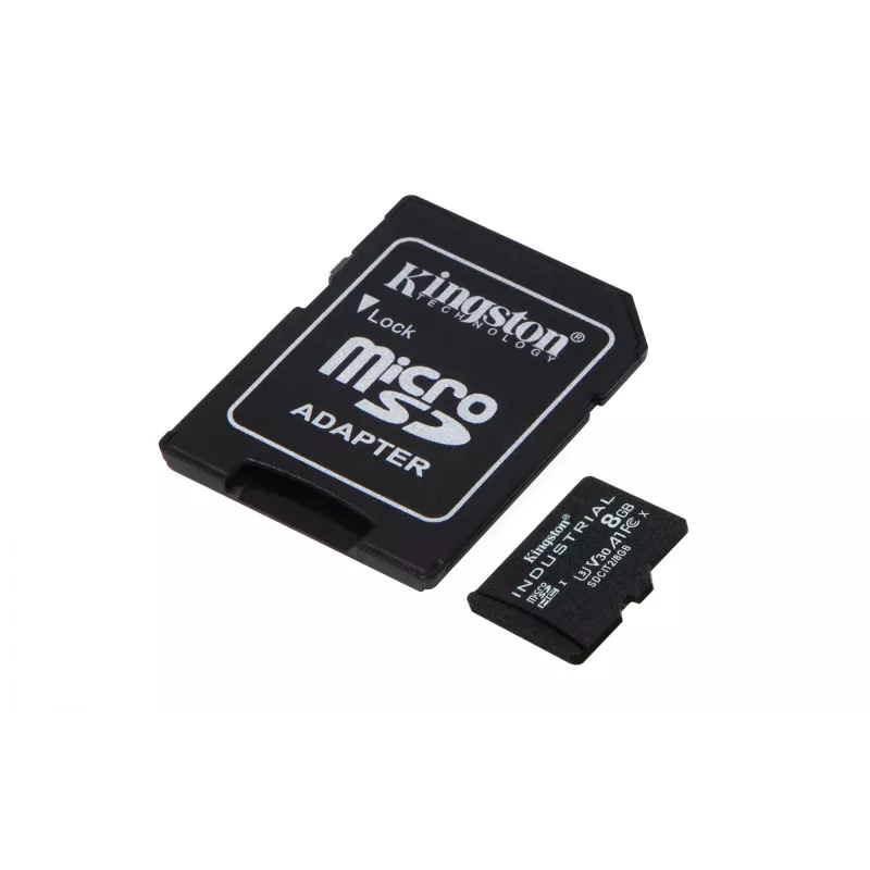 Kingston Technology 8GB microSDHC Industrial C10 A1 pSLC kaart + SD-adapter