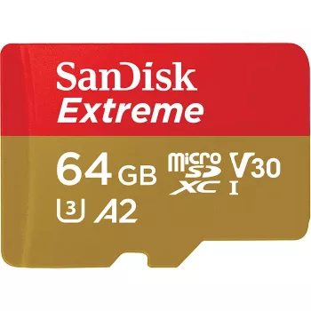 WESTERN DIGITAL Extreme microSDXC 64GB SD-adapter märulikaameratele ja droonidele 170MB/s 80MB/s A2 C10 V30 UHS-I U3