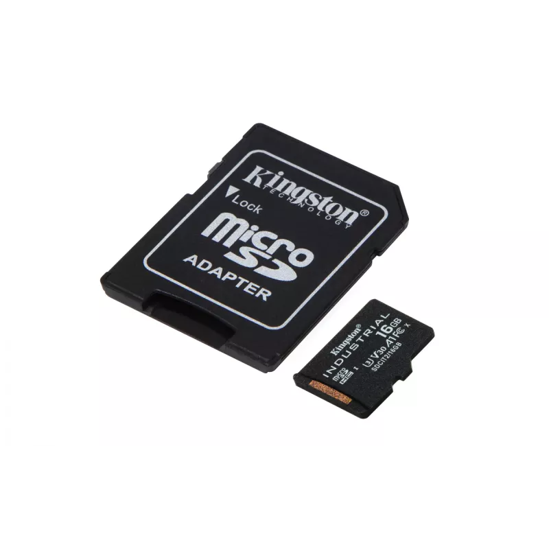 Kingston Technology 16GB microSDHC Industrial C10 A1 pSLC kaart + SD-adapter