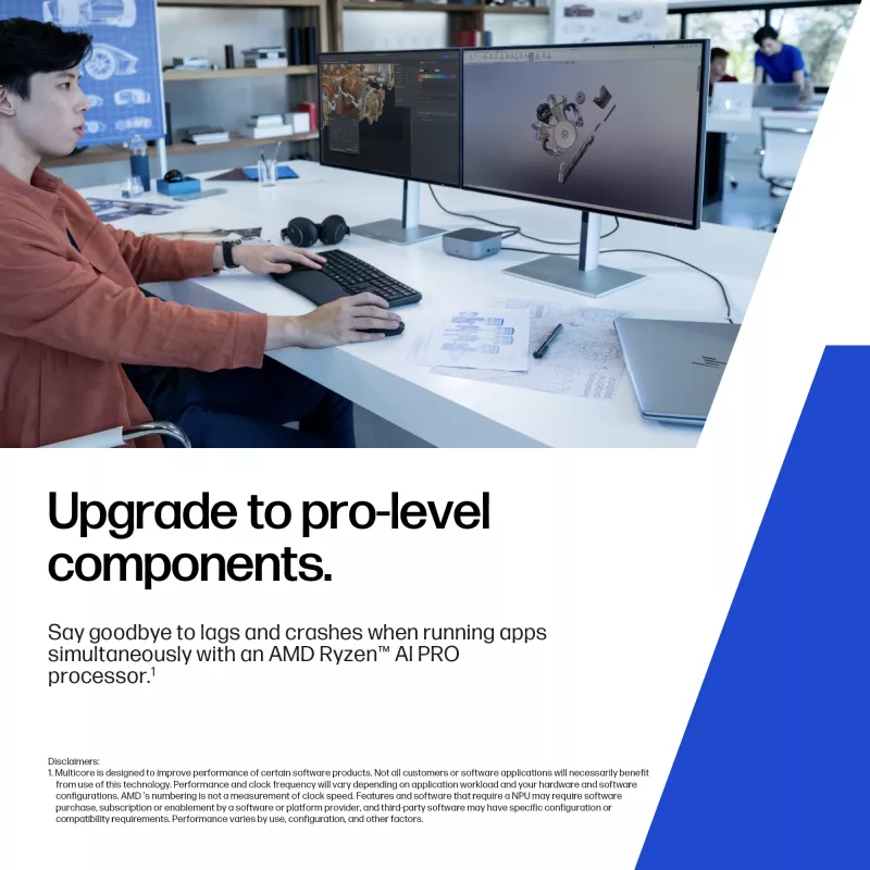 HP ZBook 8 G1ak Copilot+ PC AMD Ryzen AI 7 PRO 35,6 cm (14 tolli) WUXGA 32 GB DDR5-SDRAM Wi-Fi 7 (802.11be) Windows 11 Pro AI tööjaam, AI PC