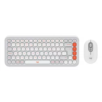 Logitech POP Icon Combo klaviatuur ja hiir universaalne Bluetooth QWERTY USA rahvusvaheline oranž valge