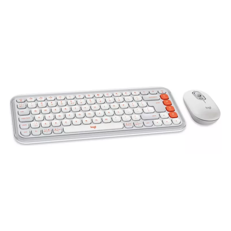 Logitech POP Icon Combo klaviatuur ja hiir universaalne Bluetooth QWERTY USA rahvusvaheline oranž valge