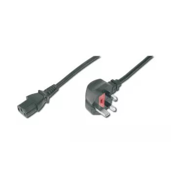 DIGITUS toitejuhe Ühendkuningriigi pistik 90° nurga all - C13 M/F 2m H05VV-F3G 1,00 mm² kaitse 5A must