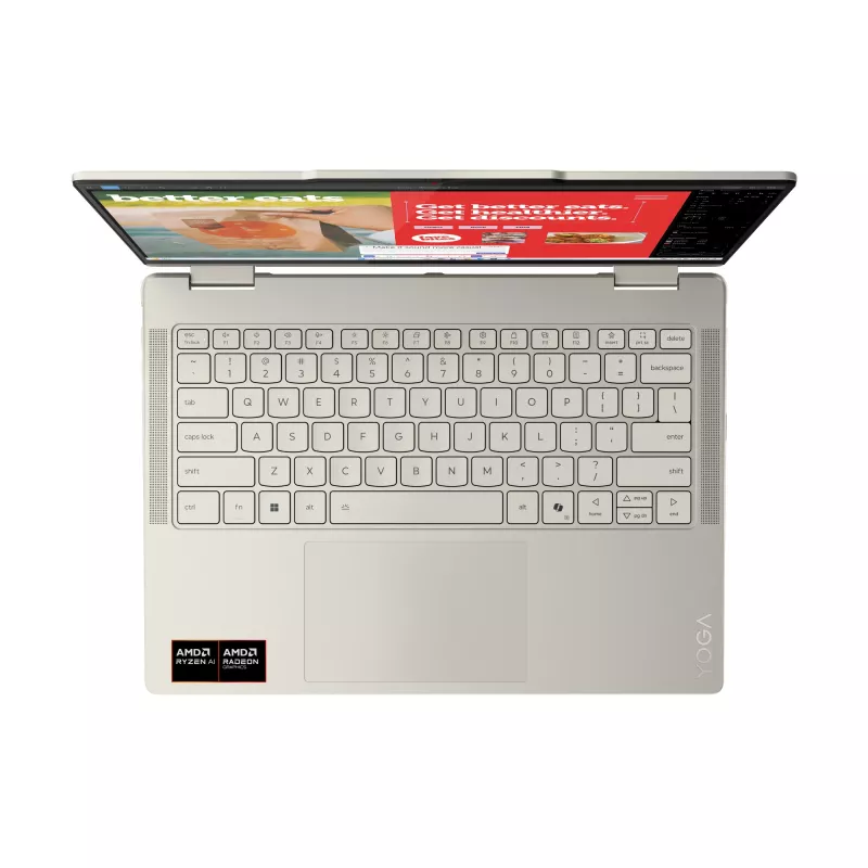 Lenovo Yoga 7 2-in-1 14AKP10 Copilot+ PC AMD Ryzen™ AI 7 350 hübriid (2-in-1) 35,6 cm (14 tolli) puutetundlik 2,8K 16 GB LPDDR5x-SDRAM 1 TB SSD Wi-Fi 7 (802.11be) Windows 11 Home Saksa hall
