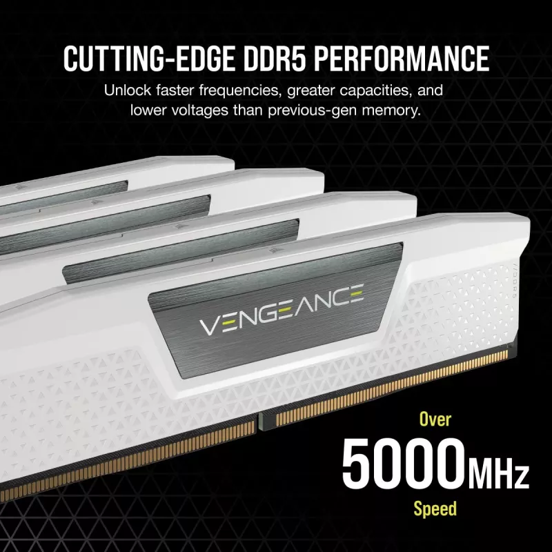 CORSAIR Memory 32GB (2x16gb) DDR5 Dram 6000mt/s CL36 AMD Expo & Intel Xmp Memory Kit Vengeance Valge