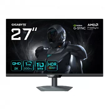 GIGABYTE G27Q2 27” 2K QHD mängurimonitor - 2560 x 1440, 200Hz, 1ms, 350 cd/m², G-Sync ühilduv, FreeSync Premium, HDR10, HDMI 2.0, DisplayPort 1.4