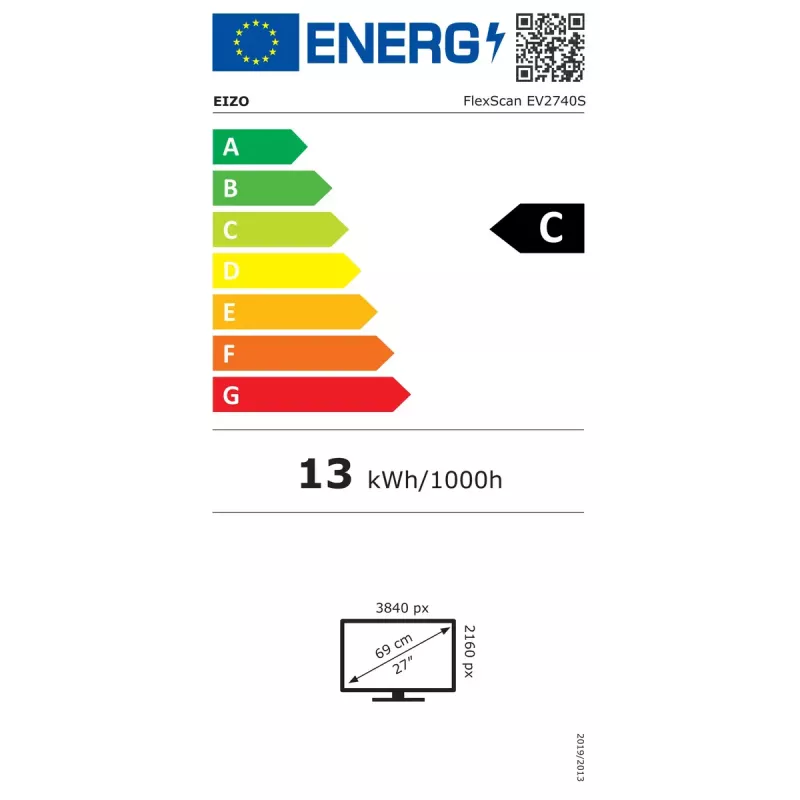 EIZO FlexScan EV2740S-BK arvutimonitor 68,6 cm (27 tolli) 3840 x 2160 pikslit 4K Ultra HD LCD must