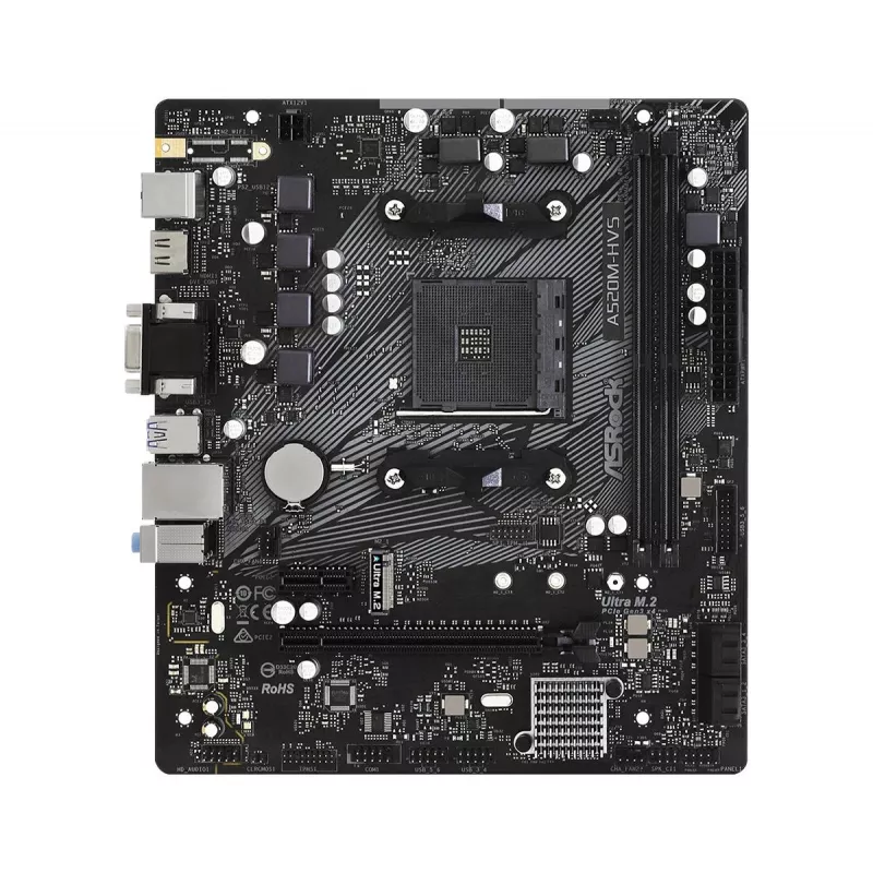 ASRock emaplaat A520M-HVS AM4 AMD A520 2 X DDR4 USB 3.2 SATA 3 7.1ch HD Audio mATX