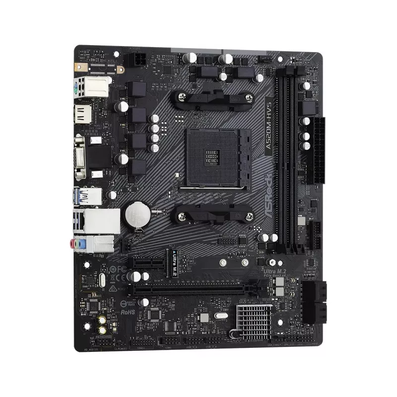 ASRock emaplaat A520M-HVS AM4 AMD A520 2 X DDR4 USB 3.2 SATA 3 7.1ch HD Audio mATX