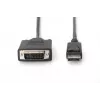DIGITUS DisplayPort-adapterkaabel, DP - DVI (24+1) M/M, 2 m lukustusega, DP 1.2 ühilduv, CE, must