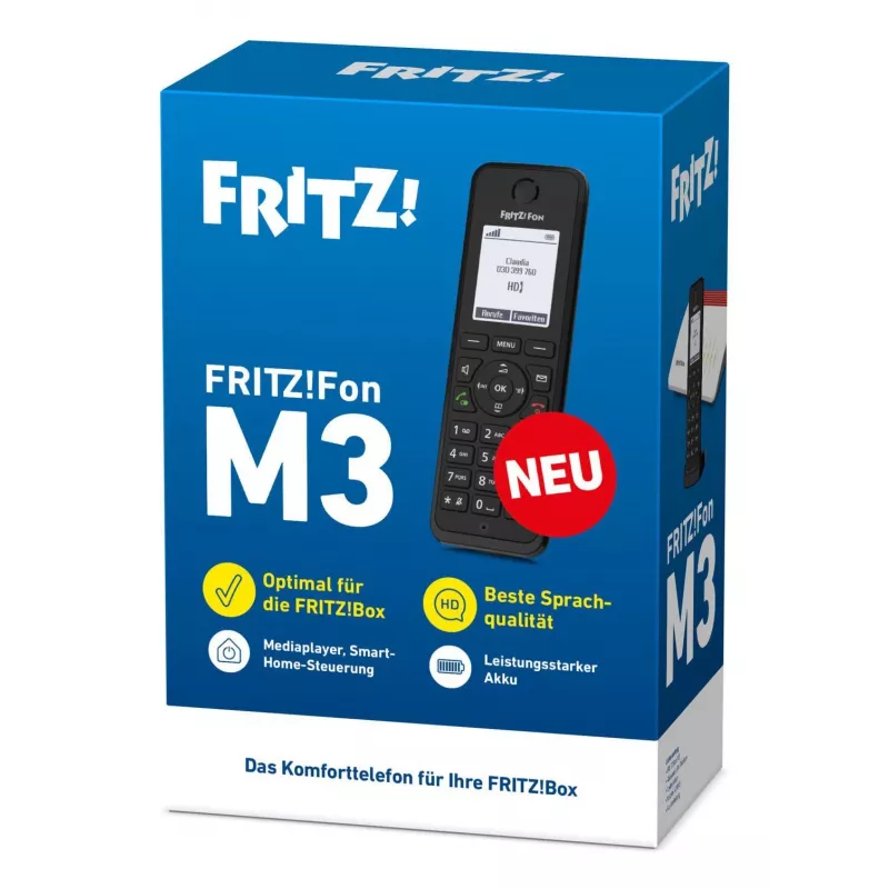 DECT telefon FRITZ Fon M3 juhtmeta telefonitoru helistaja ID must