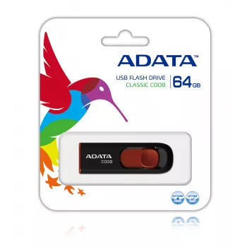 ADATA C008 64 GB USB-mälupulk USB Type-A 2.0 Must, Punane