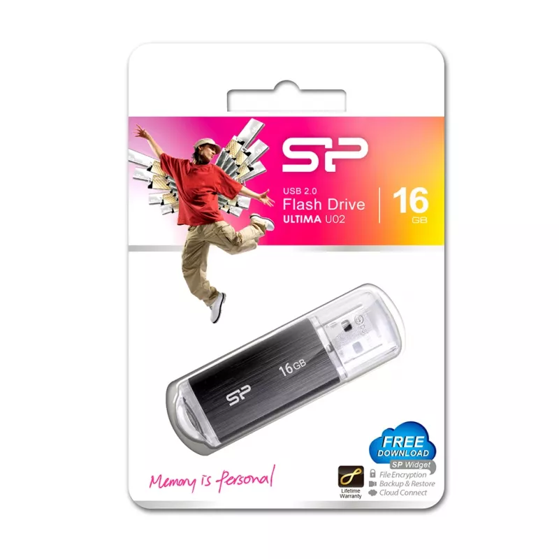 SILICON POWER Ultima U02 - 16 GB USB-mälupulk - USB 2.0 - Must (moq-30)