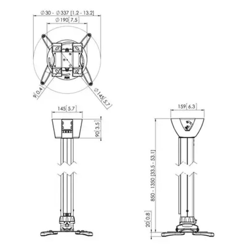 Vogel's PPC 1585 projektori laekinnitus, valge