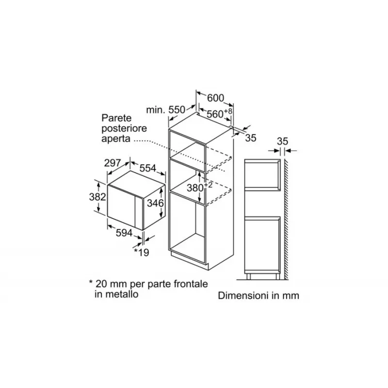 Bosch Serie 4 BFL523MS0 mikrolaineahi Must, Roostevaba teras Eraldiseisev mikrolaineahi Sisseehitatav 20 L 800 W