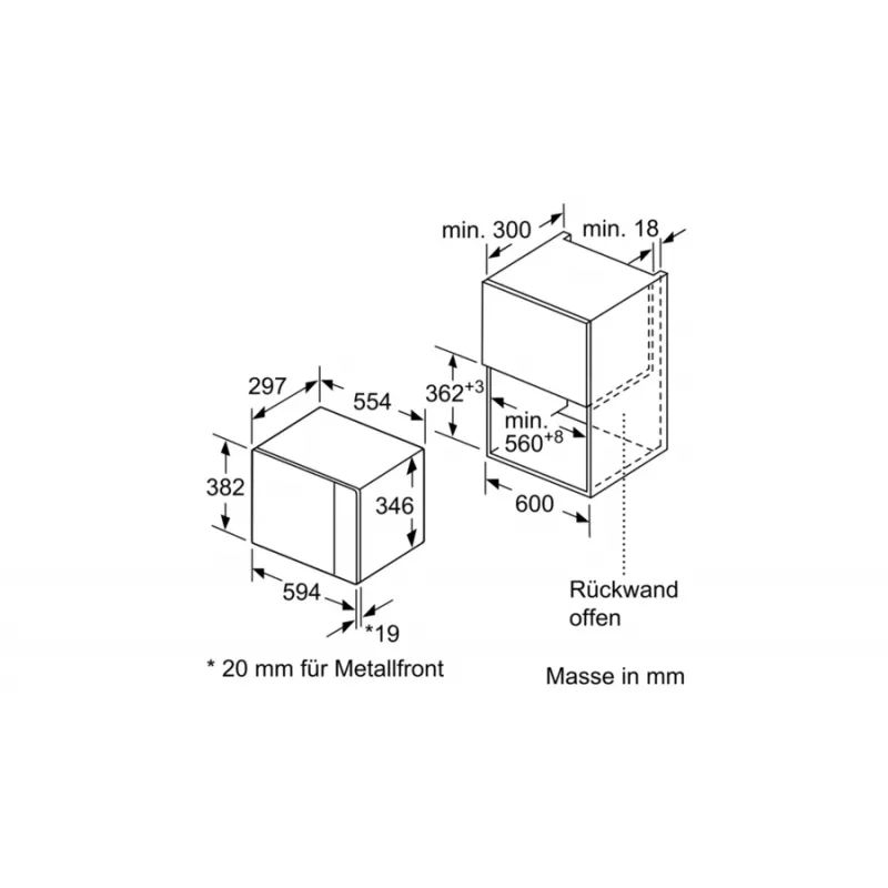 Bosch BFL520MS0 mikrolaineahi Must, Roostevaba teras Kombineeritud mikrolaineahi Sisseehitatav 20 L 800 W