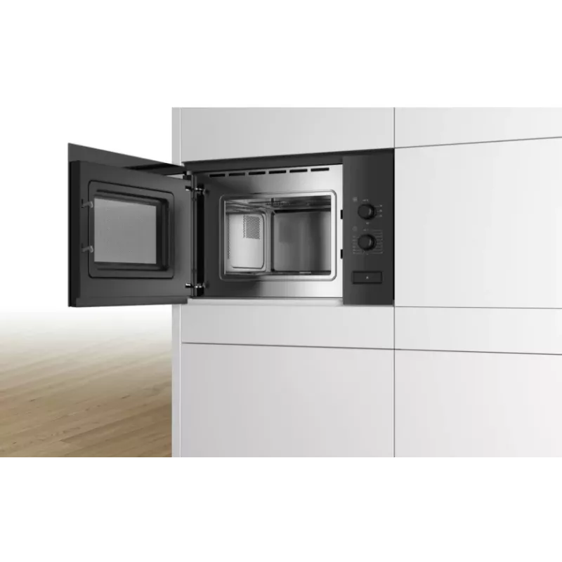 Sisseehitatav soolomikrolaineahi Bosch Serie 4 BFL520MB0 — 800 W, 20 L, pöördnuppjuhtimine, must