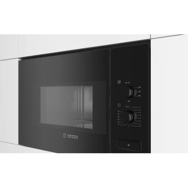 Sisseehitatav soolomikrolaineahi Bosch Serie 4 BFL520MB0 — 800 W, 20 L, pöördnuppjuhtimine, must