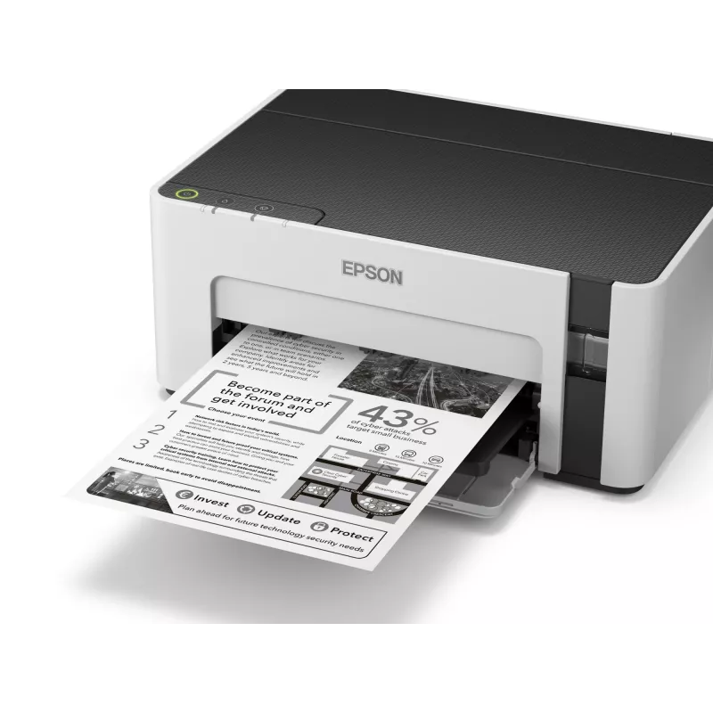 Inkjet-printer Epson EcoTank ET‑M1100 — monokroom, A4, 32 ppm, 1440×720 dpi, integreeritud tindipaak, USB 2.0, hall/must