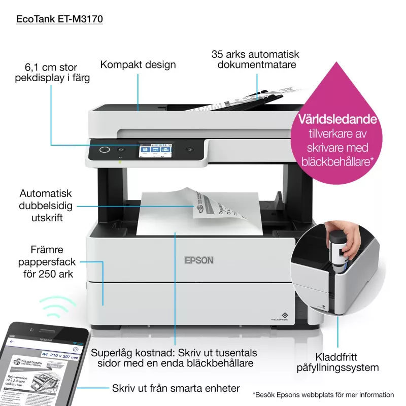 Multifunktsionaalne printer Epson EcoTank ET-M3170 tindiprinter mustvalge printimiseks