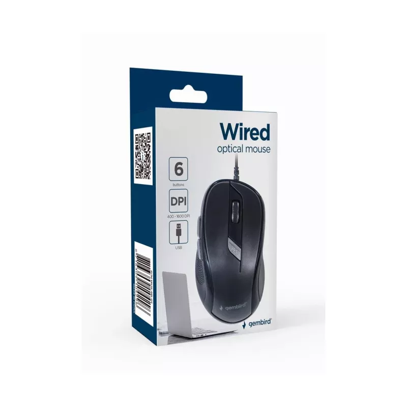 Optiline hiir GEMBIRD MUS-6B-01 – 6 nuppu, kerimisratas, USB, must