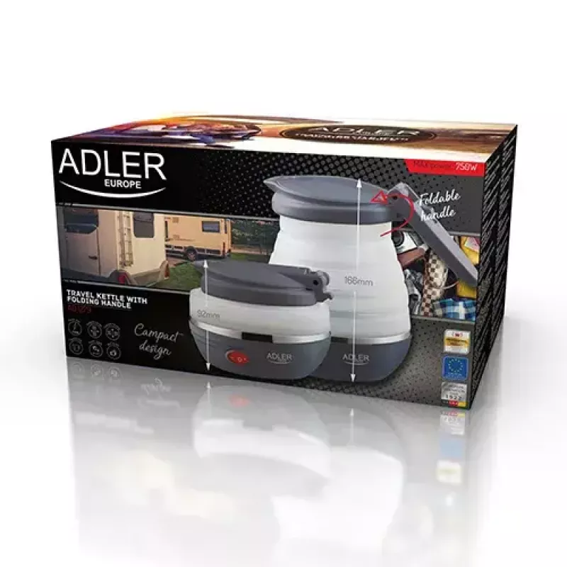 Elektriline veekeetja Adler AD 1279 — 0,6 L, 750 W, plastkorpus, nuppjuhtimine, märgutuli