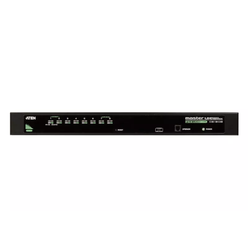 ATEN 8-pordiline USB - PS/2 VGA KVM-lüliti, 2048 x 1536 pikslit, QXGA, riiulipaigaldus, 5 W, 1U, must