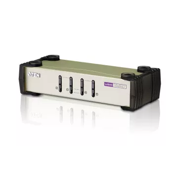 ATEN 4-Pordi USB - PS/2 VGA KVM-lüliti (KVM-kaablid kaasas), 2048 x 1536 pikslit, QXGA, 0,45 W, Must, Hall