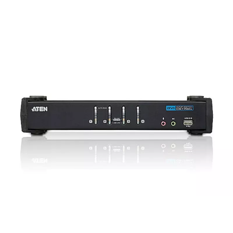 ATEN 4-pordiline USB DVI KVM-lüliti heli ja USB 2.0 jaoturiga (KVM-kaablid kaasas)