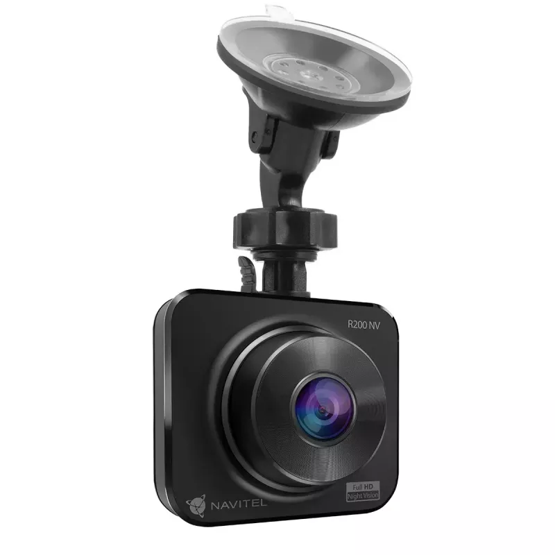 Dashcam Navitel R200 NV — Full HD 1920×1080, 140° vaade, 2-tolline ekraan, MicroSD kuni 64 GB, aku ja sigaretisüütaja toide