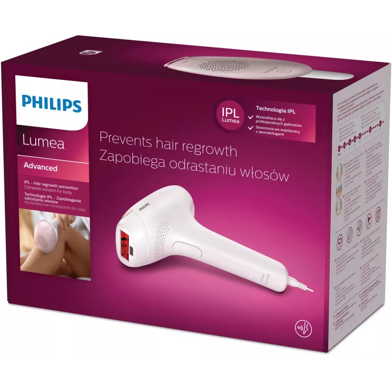 IPL-karvade eemaldamise seade Philips SC1994/00 Lumea Advanced — vooluvõrgust toide, kehakinnitus, 4 cm² lamp, valge/roosa