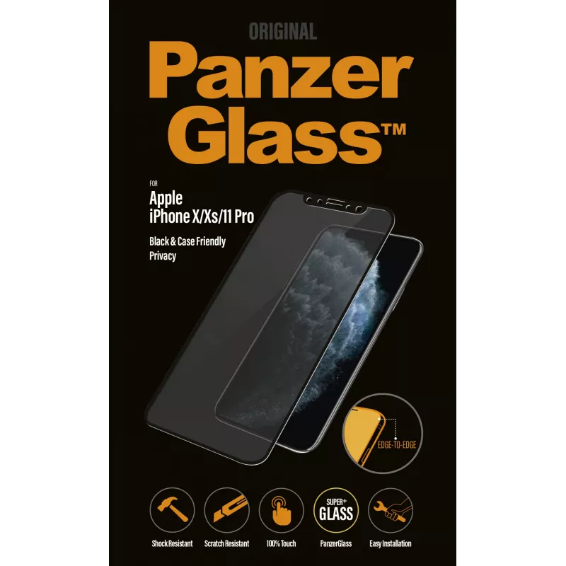PanzerGlass ® Privaatsuskaitse ekraanikaitse iPhone 11 Pro | X | Xs | Äärest ääreni