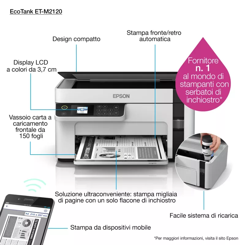 Epson EcoTank ET-M2120 Inkjet A4 1440 x 720 DPI 32 ppm Wi-Fi