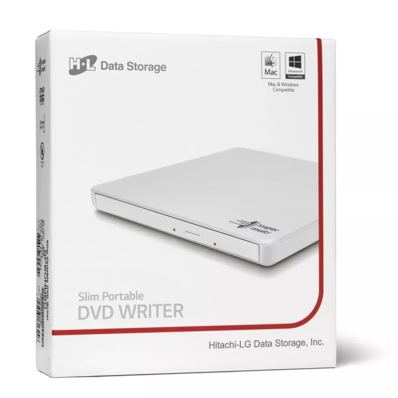 HITACHI-LG DATA STORAGE õhuke kaasaskantav DVD-kirjutaja - Gp60nw60 - USB 2.0 - valge