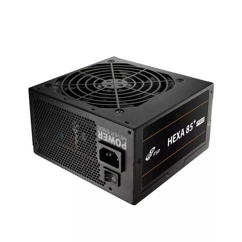FSP HEXA 85+ PRO 550W toiteplokk ATX ATX2.5 must, 550 W, 100 - 240 V, 50 - 60 Hz, 7.5 - 3 A, aktiivne, 100 W