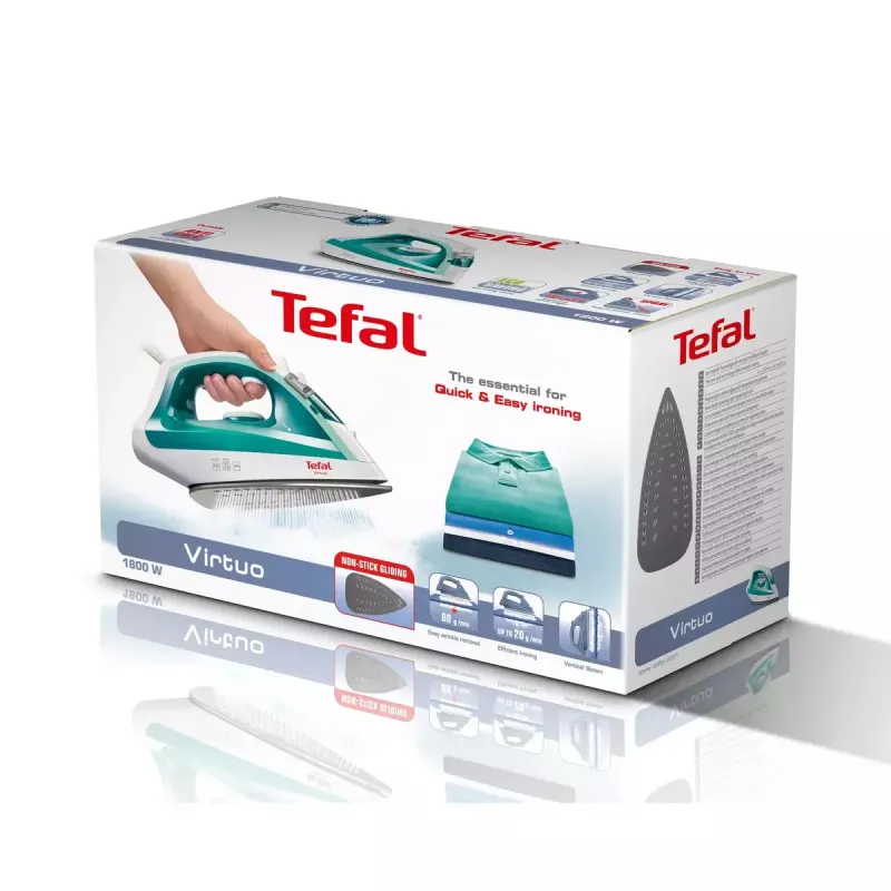 Aurutriikraud Tefal Virtuo FV1710 — 1800 W, 80 g/min aurulöök, vertikaalne aur, roheline/valge