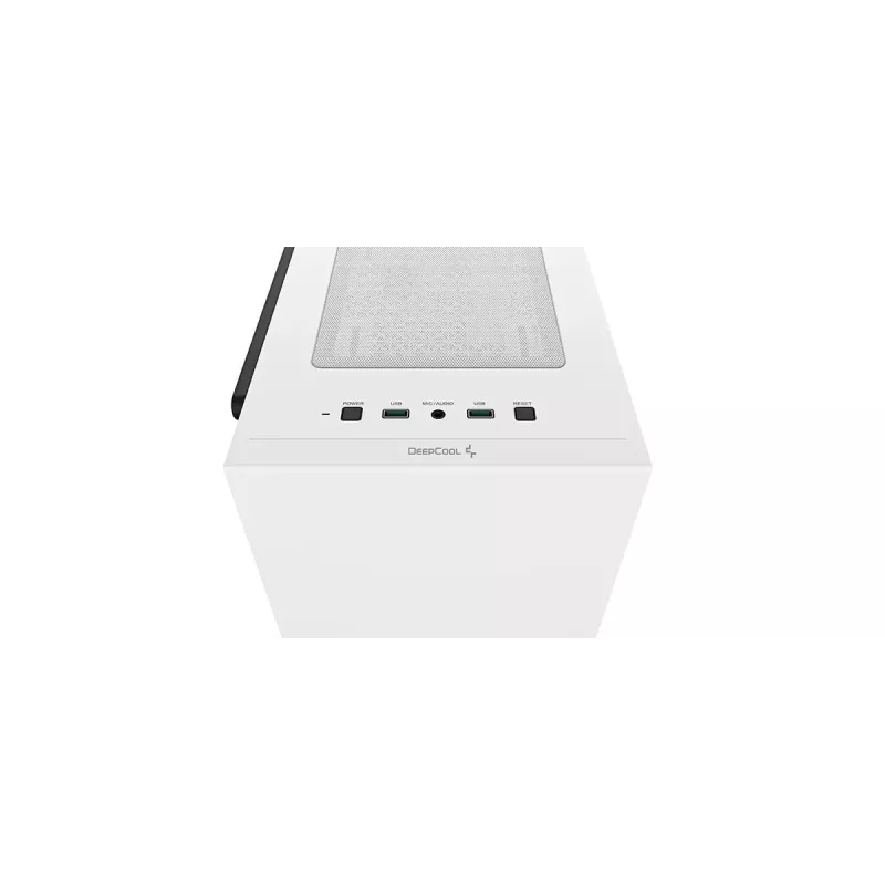 Arvuti korpus DeepCool MACUBE 110 WH Midi Tower — Valge, karastatud klaas, microATX, kuni 320 mm GPU, 165 mm CPU jahuti, 2x3,5 tolli + 2x2,5 tolli pesad