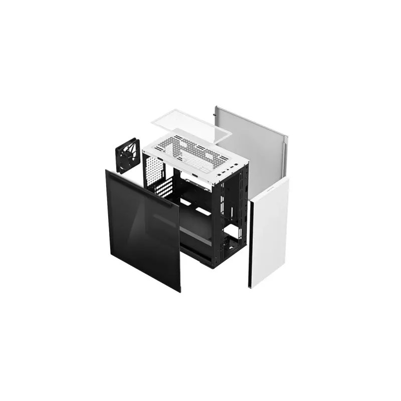 Arvuti korpus DeepCool MACUBE 110 WH Midi Tower — Valge, karastatud klaas, microATX, kuni 320 mm GPU, 165 mm CPU jahuti, 2x3,5 tolli + 2x2,5 tolli pesad
