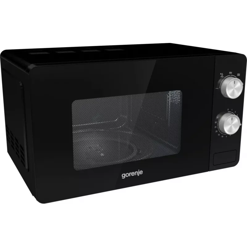 Solo mikrolaineahi Gorenje MO20E1B — 20 L, 800 W, 5 võimsustaset, 270 mm pöördlaud, must