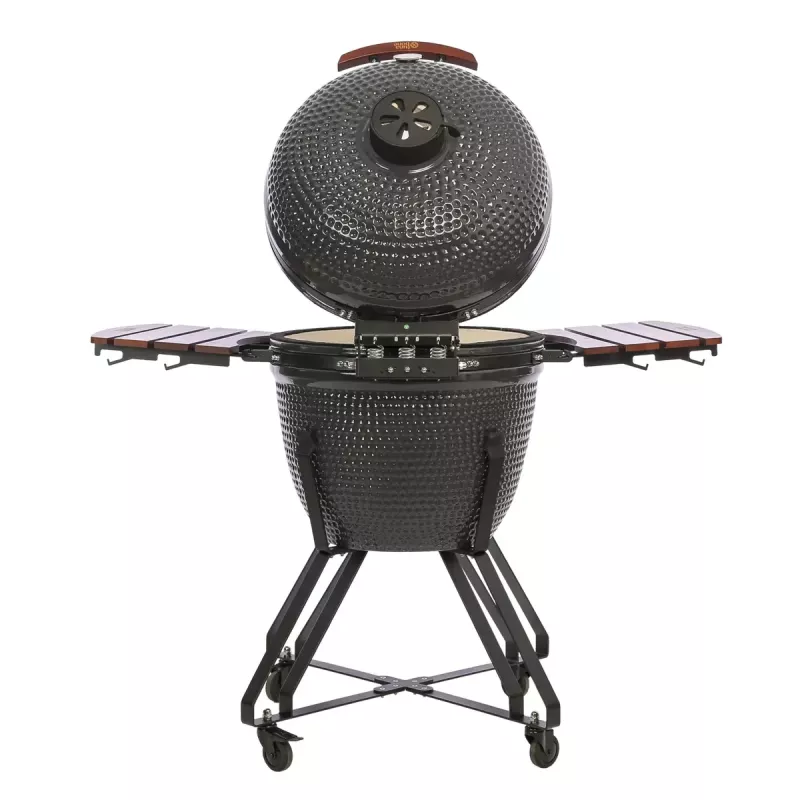 Kamado grill TUNABONE TunaBone Classic 23 tolli (suurus L) keraamilise stiiliga söegrill, 23 tolli küpsetusdiameeter, tumehall