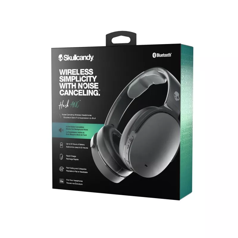 Kõrvaklapid Skullcandy Hesh ANC — üle kõrva, juhtmega ja juhtmeta, Bluetooth 5.0, ANC, USB-C, 22 h taasesitus, 3,5 mm, must
